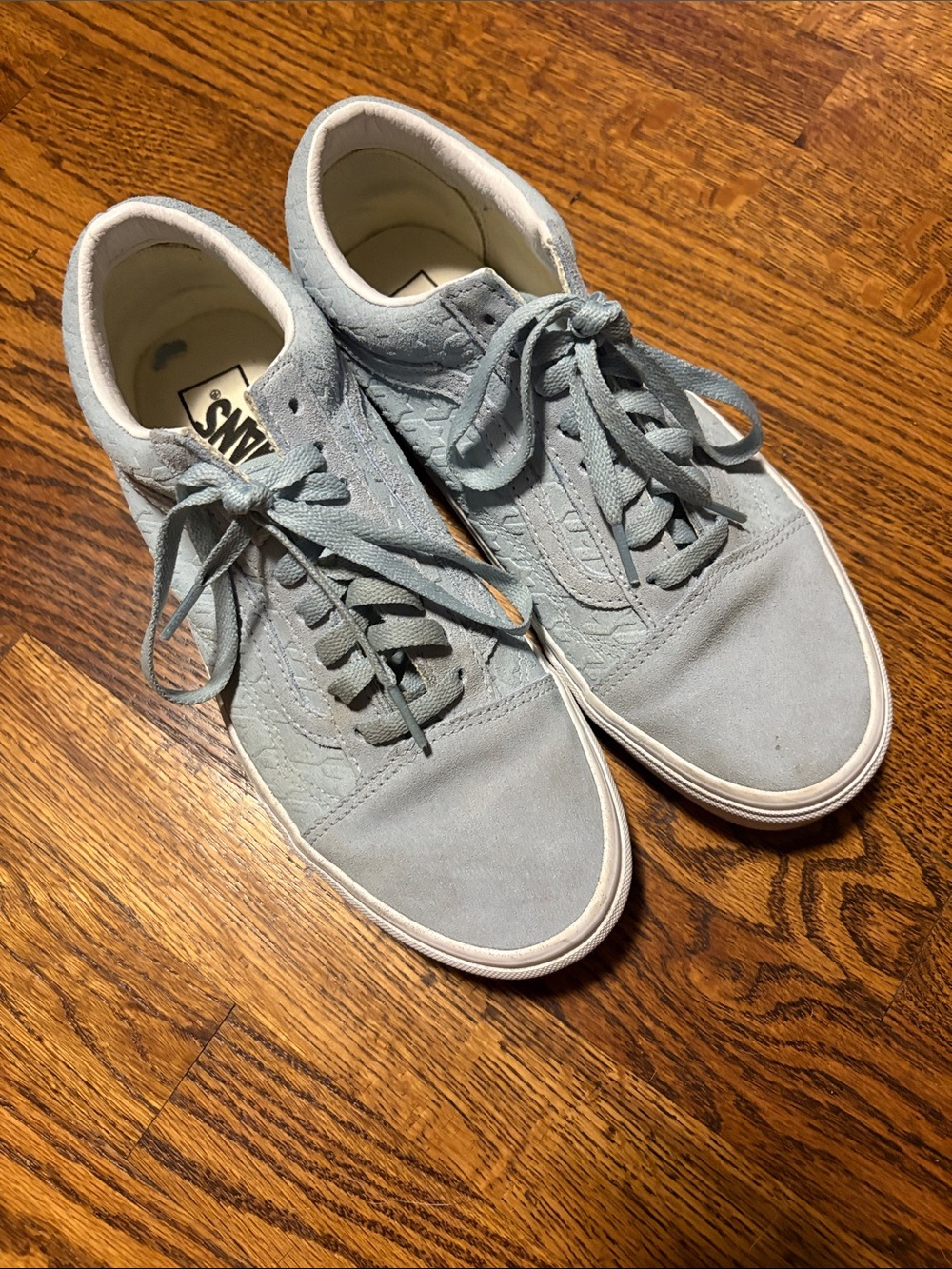 Vans Houndstooth Light Blue Suede Old Skool Sneakers 8.5/10